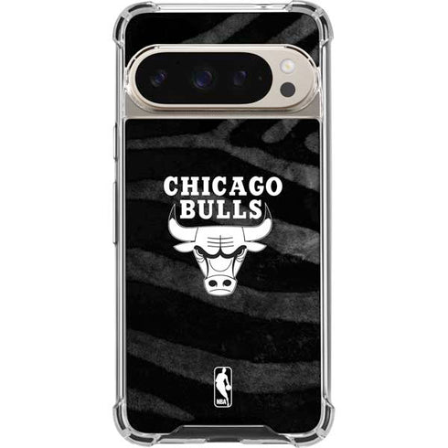 NBA Chicago Bulls Black Animal Print Pixel 9/9 Pro Clear Case